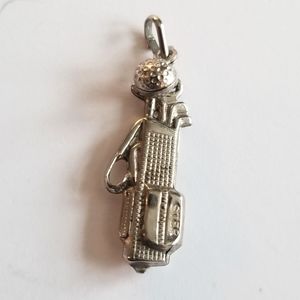 Vintage Sterling Silver golf bag charm bag and ball clip .925
